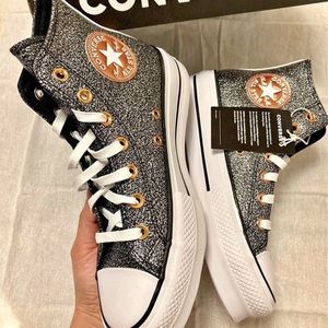 COPY - NEW N BOX Converse Chuck Taylor All Star Lift Metallic Glitter Platform …